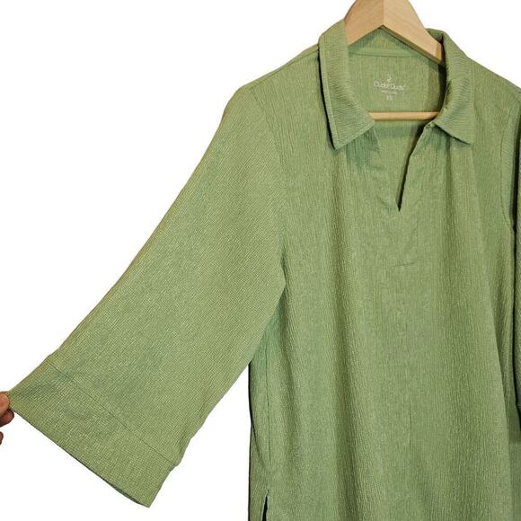 Cuddl Duds Crepe Knit Caftan‎ Tunic Top Quiet Green Cozy Loungewear Size XS - Picture 2 of 8